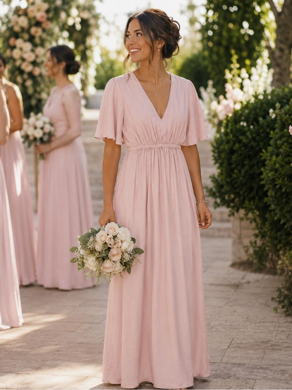 Show Me Your Mumu Emily Empire Maxi Bridesmaid Dress NWT Dusty Blush Pink Small